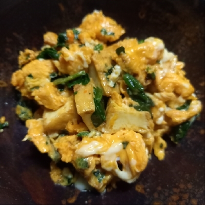 ほうれん草と厚揚げの卵炒め