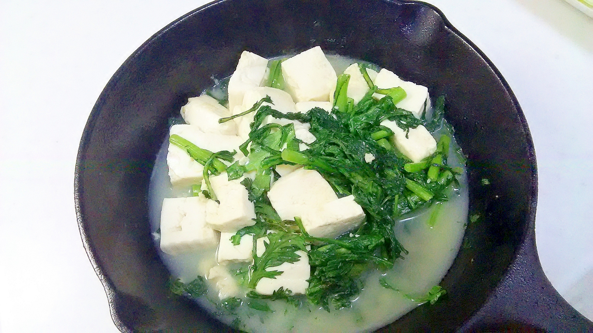 春菊と豆腐の白だし炒め煮＋＋