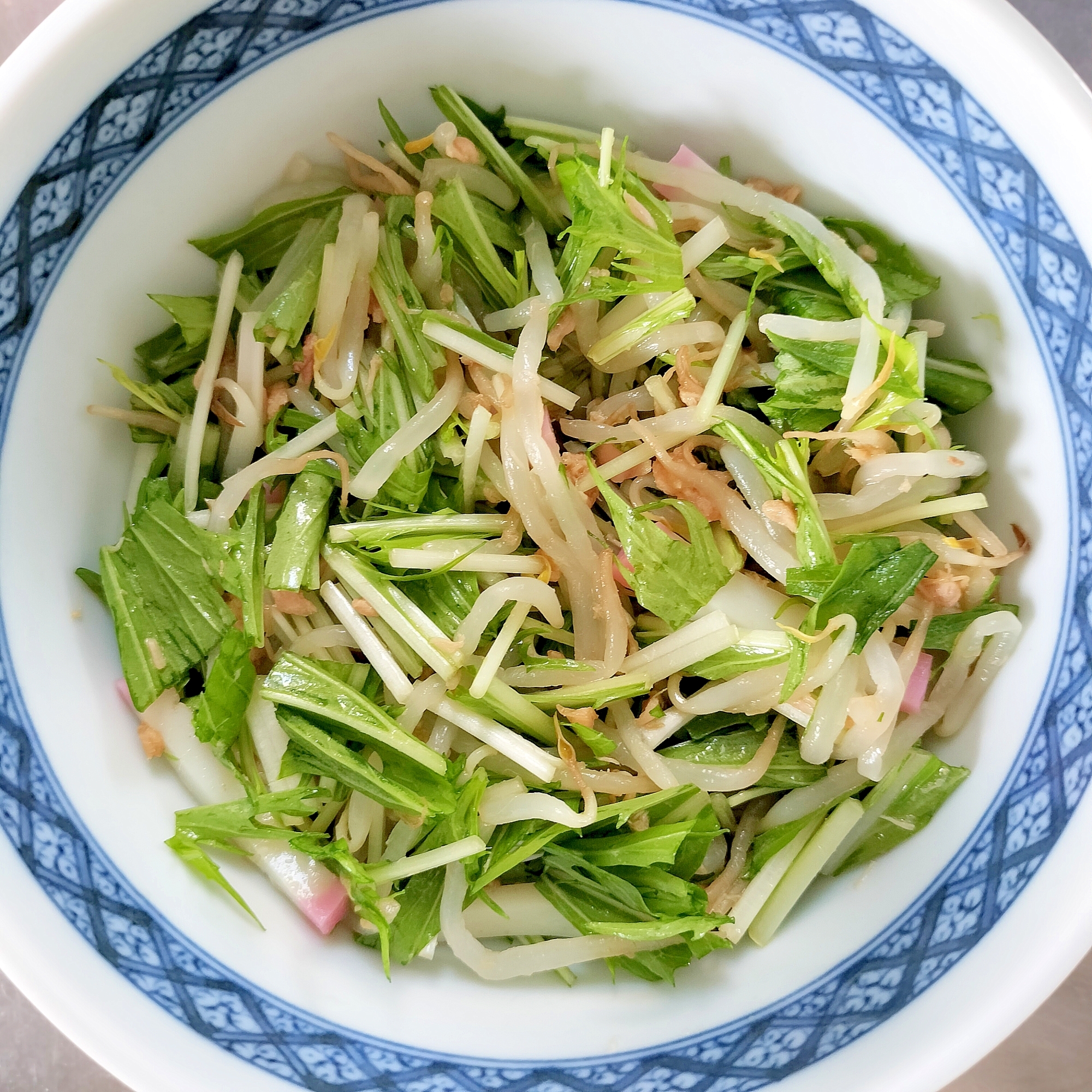 もやしと水菜のツナポン酢和え