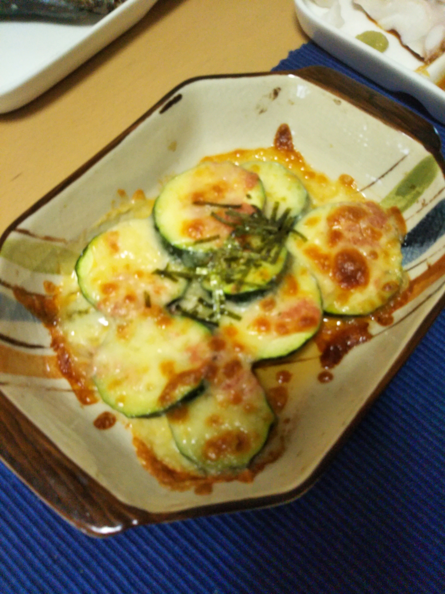 輪切りズッキーニの明太子チーズ焼き