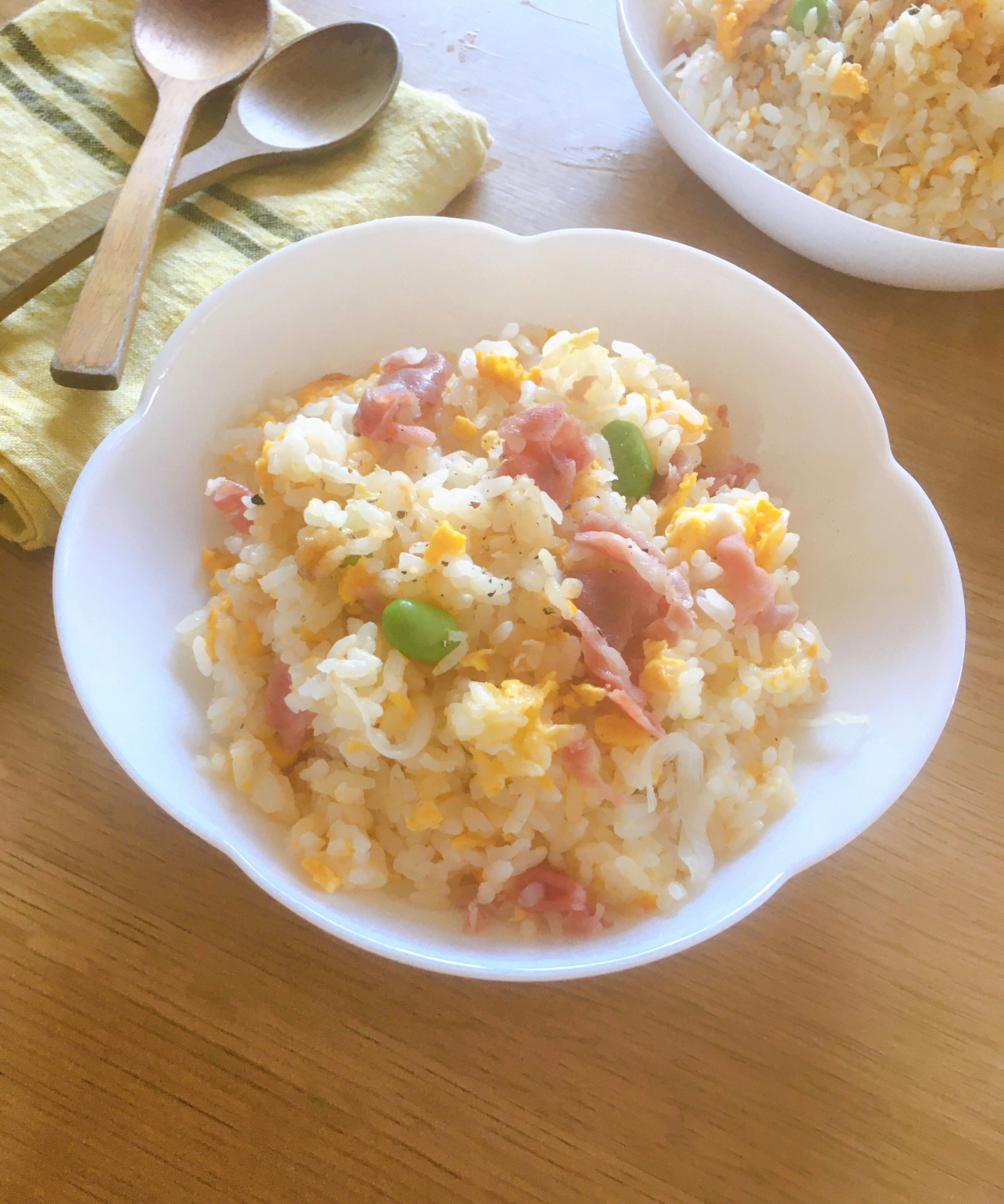 生ハムとえだ豆の簡単炒飯♪