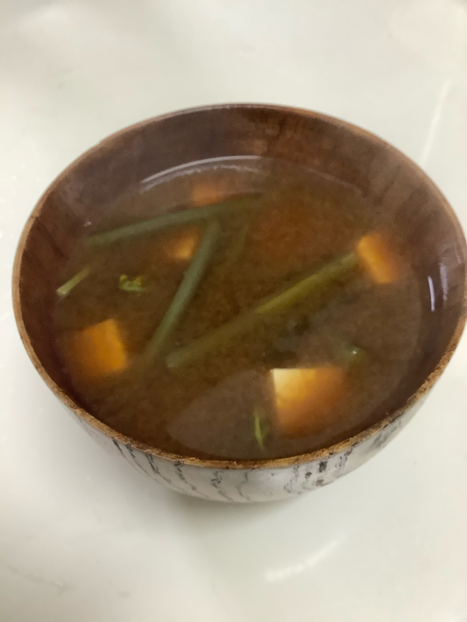 わらびと豆腐の味噌汁