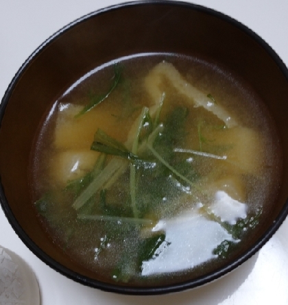 水菜と油揚げの味噌汁