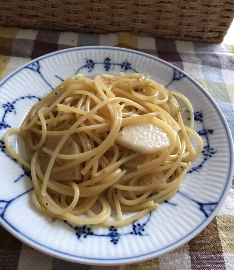 長芋とイカ昆布のポン酢パスタ