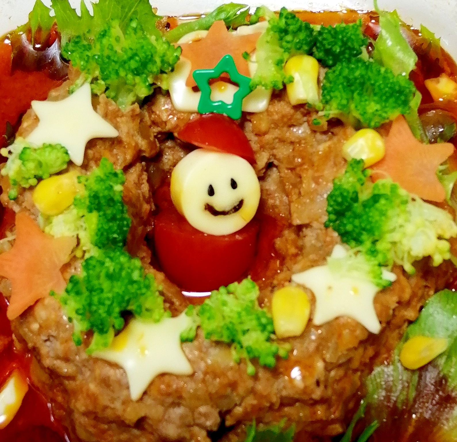 レンジで簡単煮込み クリスマス リースハンバーグ レシピ 作り方 By Kikiれしぴ 楽天レシピ