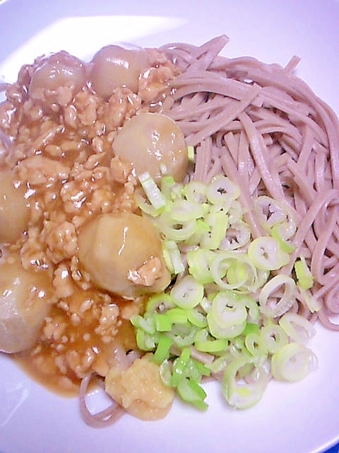 里芋の鶏ひき肉そぼろあんかけそば