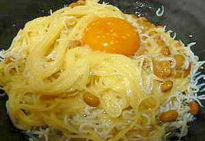 納豆しらすの冷製和パスタ