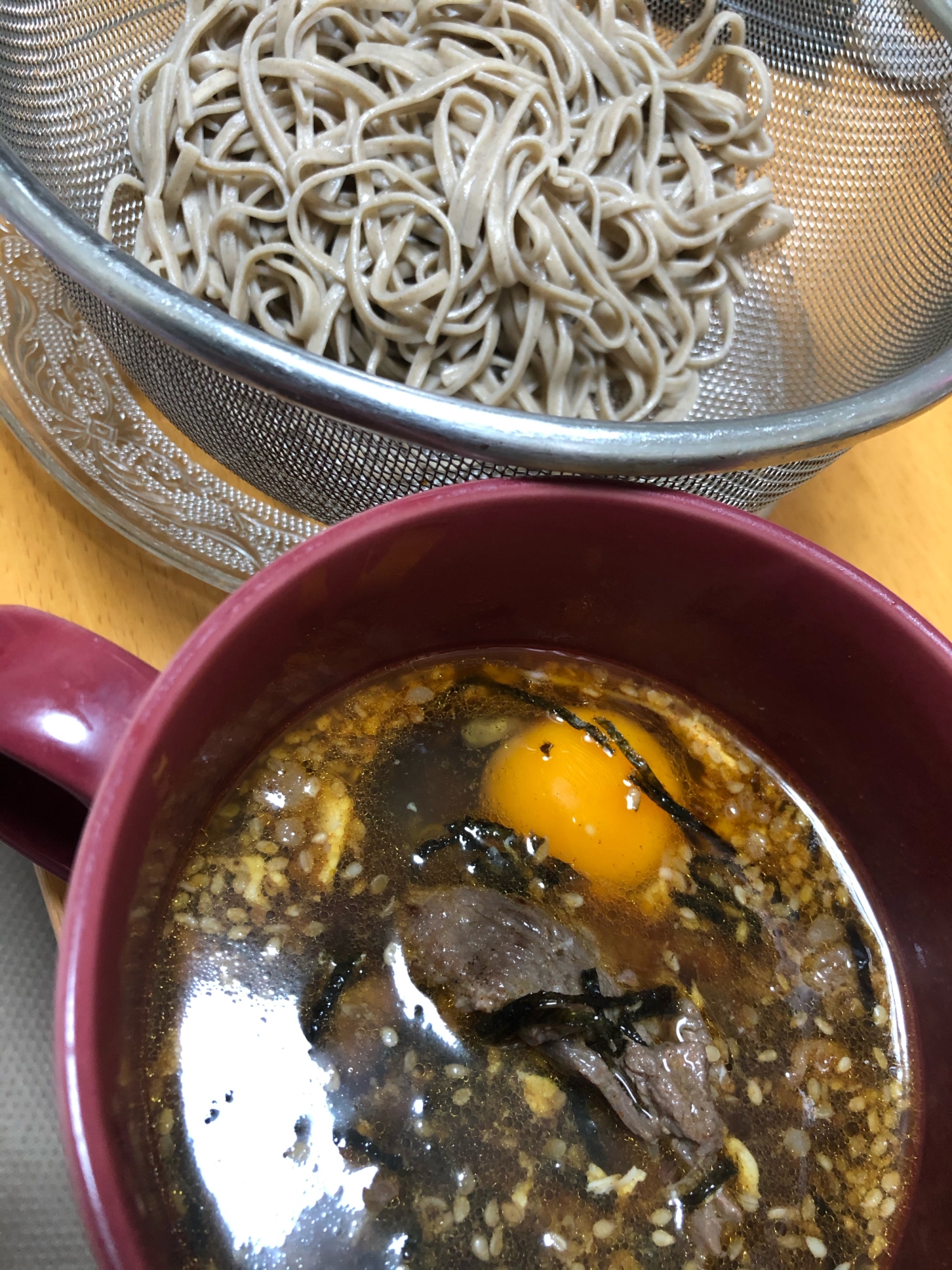 コストコのプルコギビーフざる蕎麦