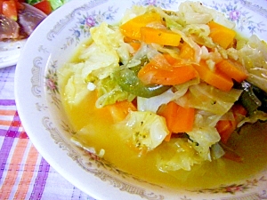 キャベツといろいろ野菜の蒸し煮スープ