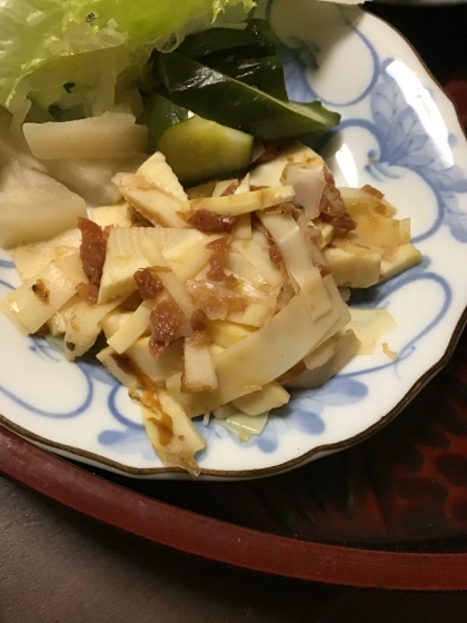 コレとぬる燗があれば幸せ！タケノコの梅肉おかか和え