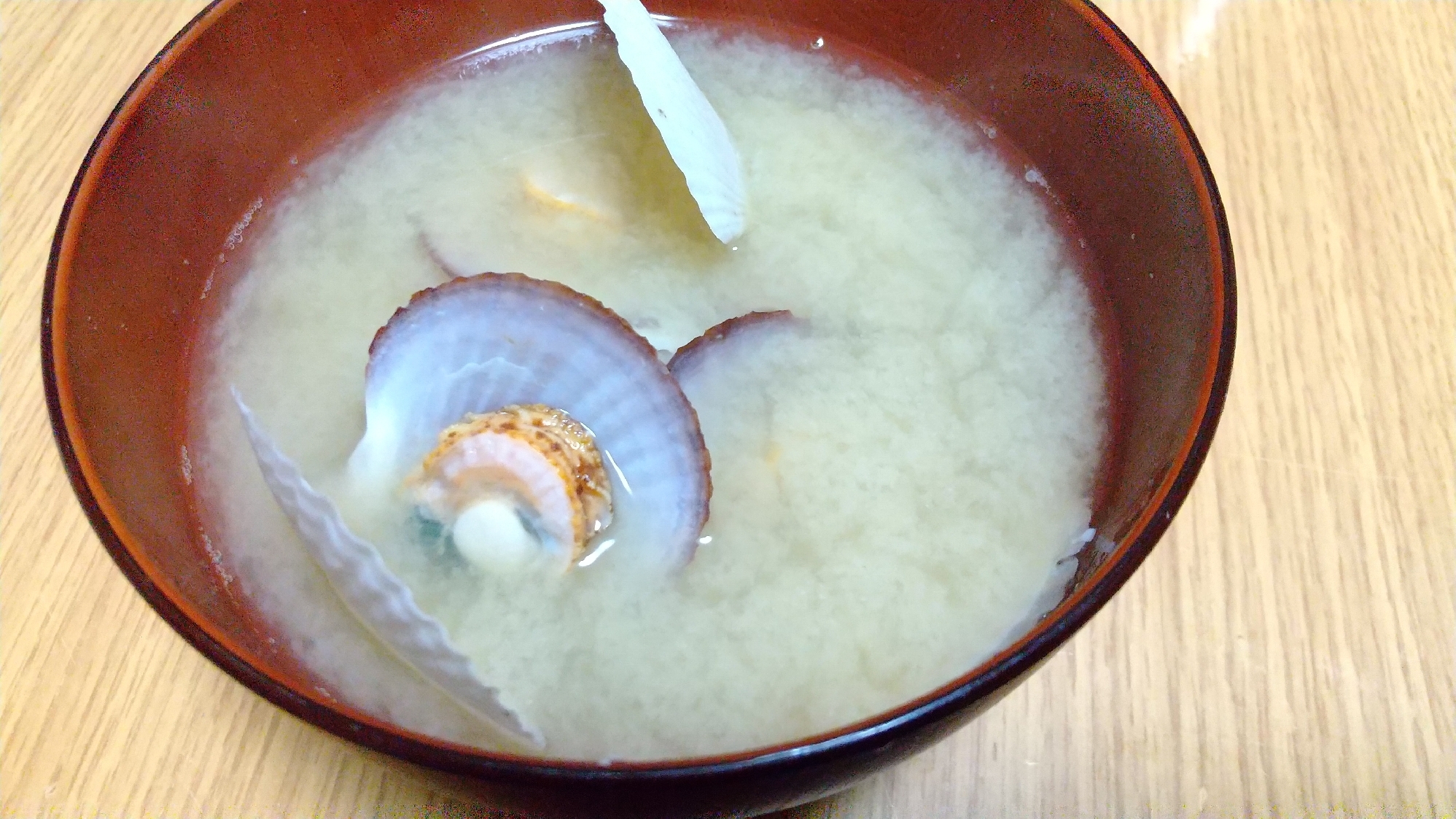 ホタテの稚貝の味噌汁