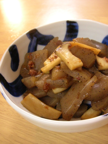 こんにゃくとキノコのおかか醤油炒め✿