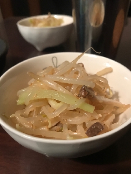 つくねエリンギもやし胡麻油炒め