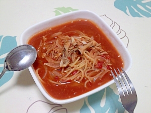 ツナトマトのスープスパ＋＋