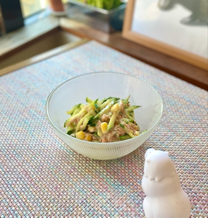 きゅうりとチーズのツナマヨサラダꕤ୭*