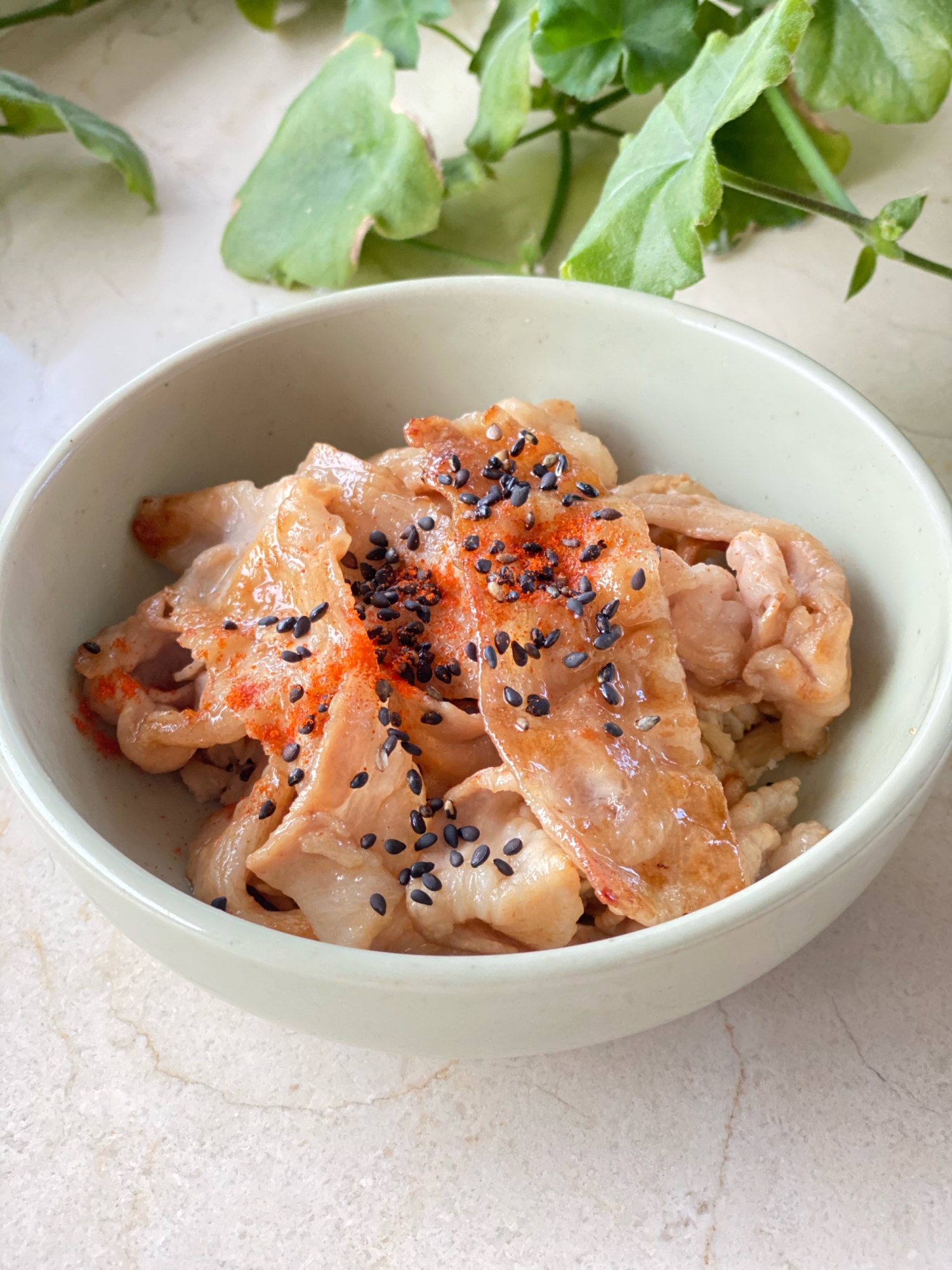 豚バラしゃぶ肉のオートミール豚丼