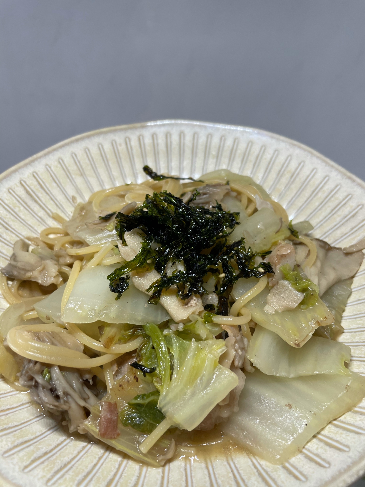 豚バラ肉と白菜の和風パスタ