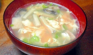 生姜の効いたエリンギ・マッシュルームのかき玉スープ