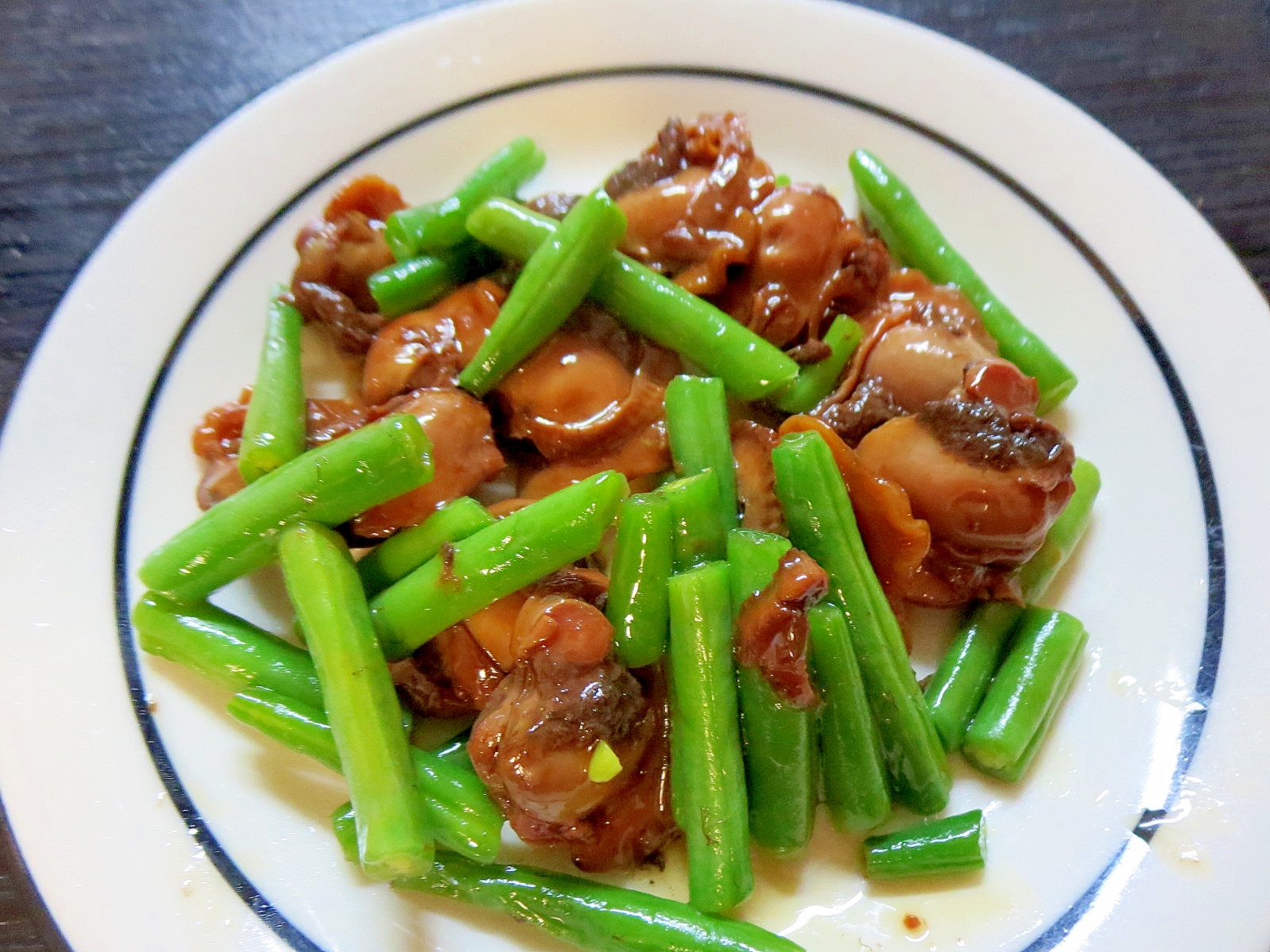 赤貝といんげんのごま油炒め