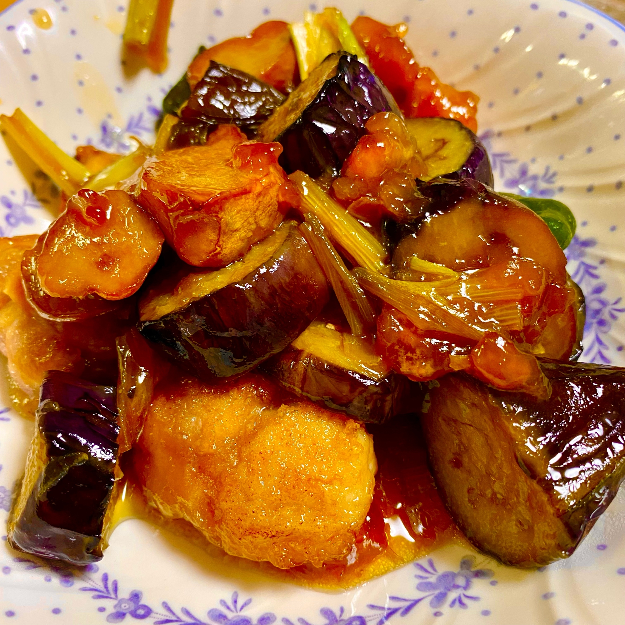 夏野菜と鶏肉の揚げ煮