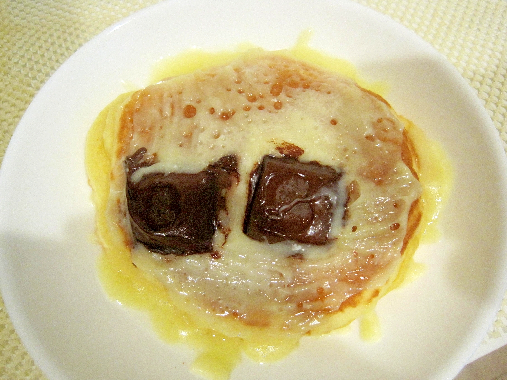 バレンタインにチーズとチョコのホットケーキ