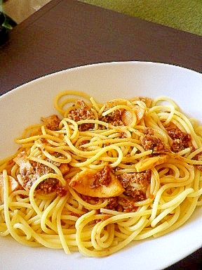 鯖と筍の醤油麹パスタ