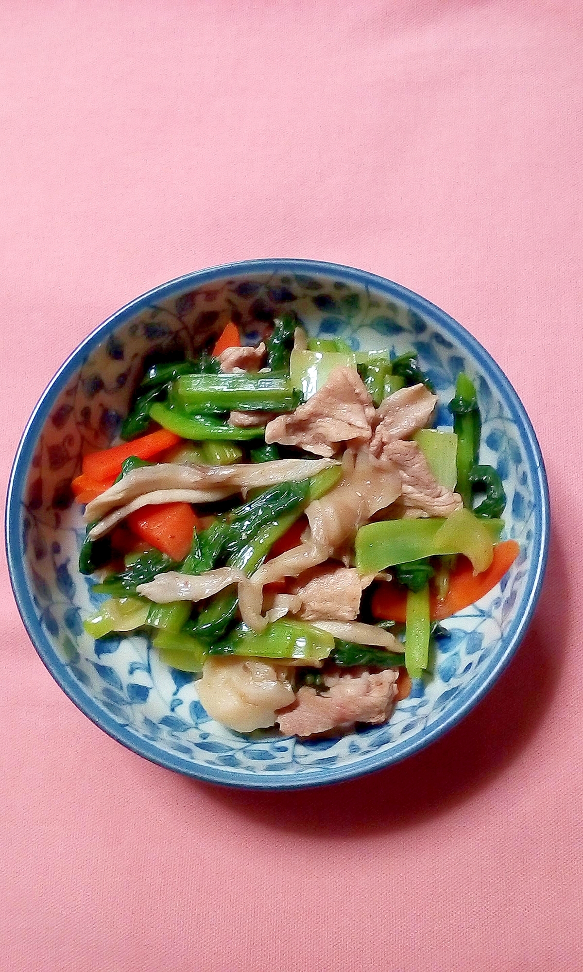 舞茸と小松菜と豚肉の炒めもの