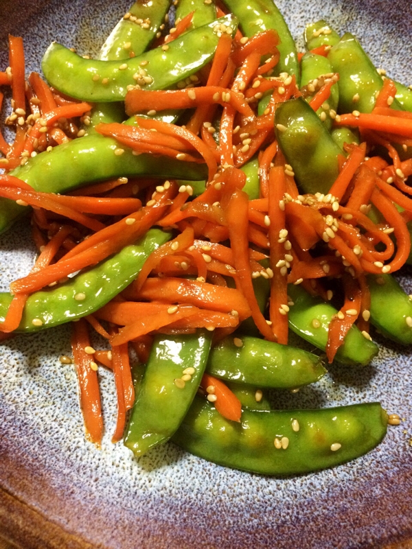 砂糖えんどう&人参のキンピラ