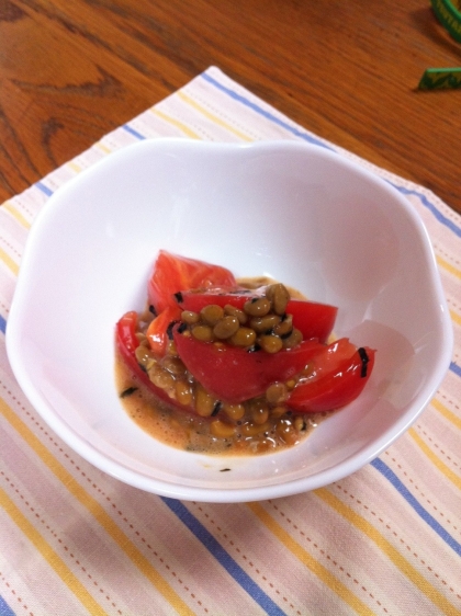 オリーブオイル＆トマトでヘルシーな納豆