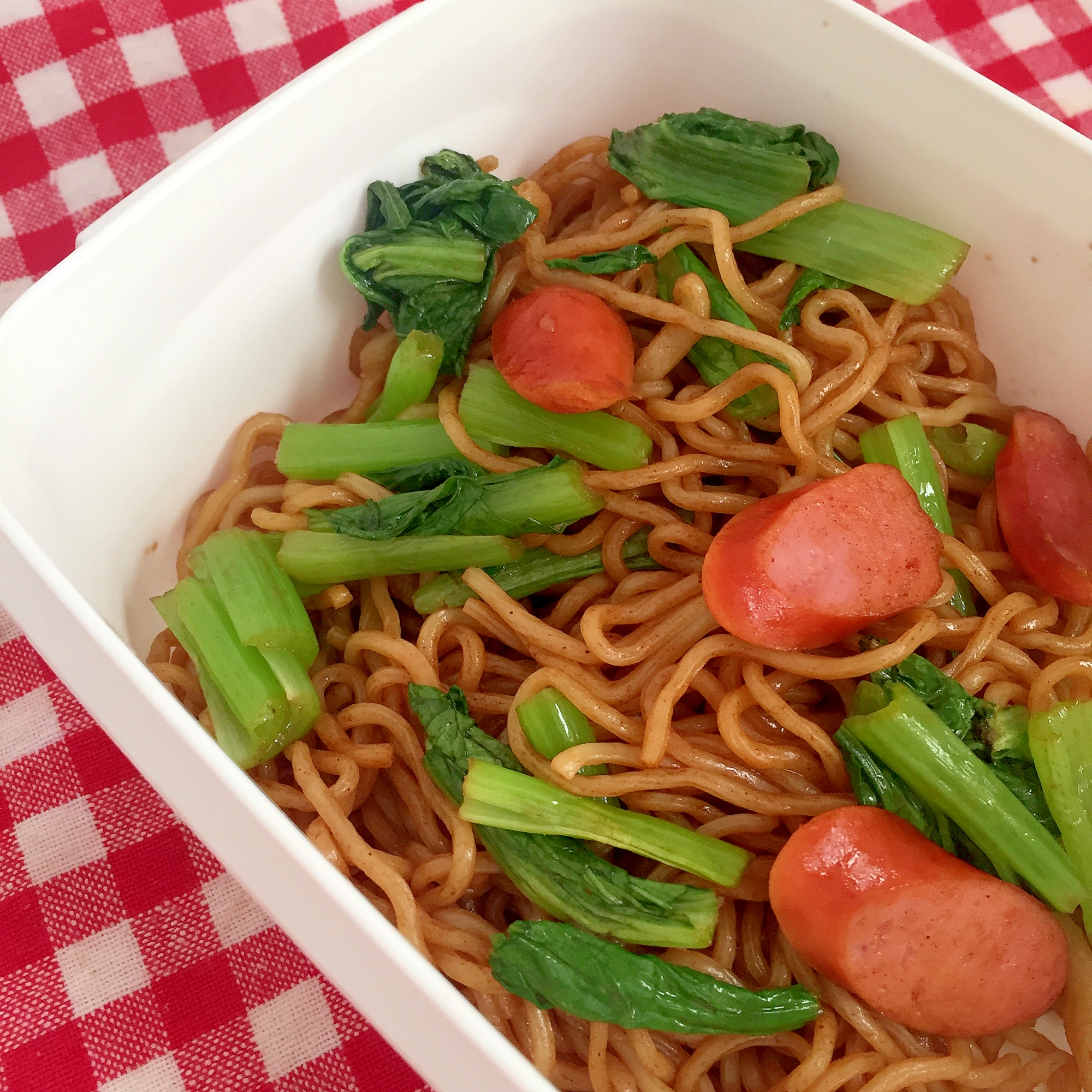 小松菜とウインナーの焼きそば☆