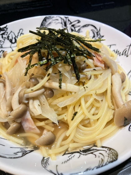 きのことベーコンの和風スープパスタ