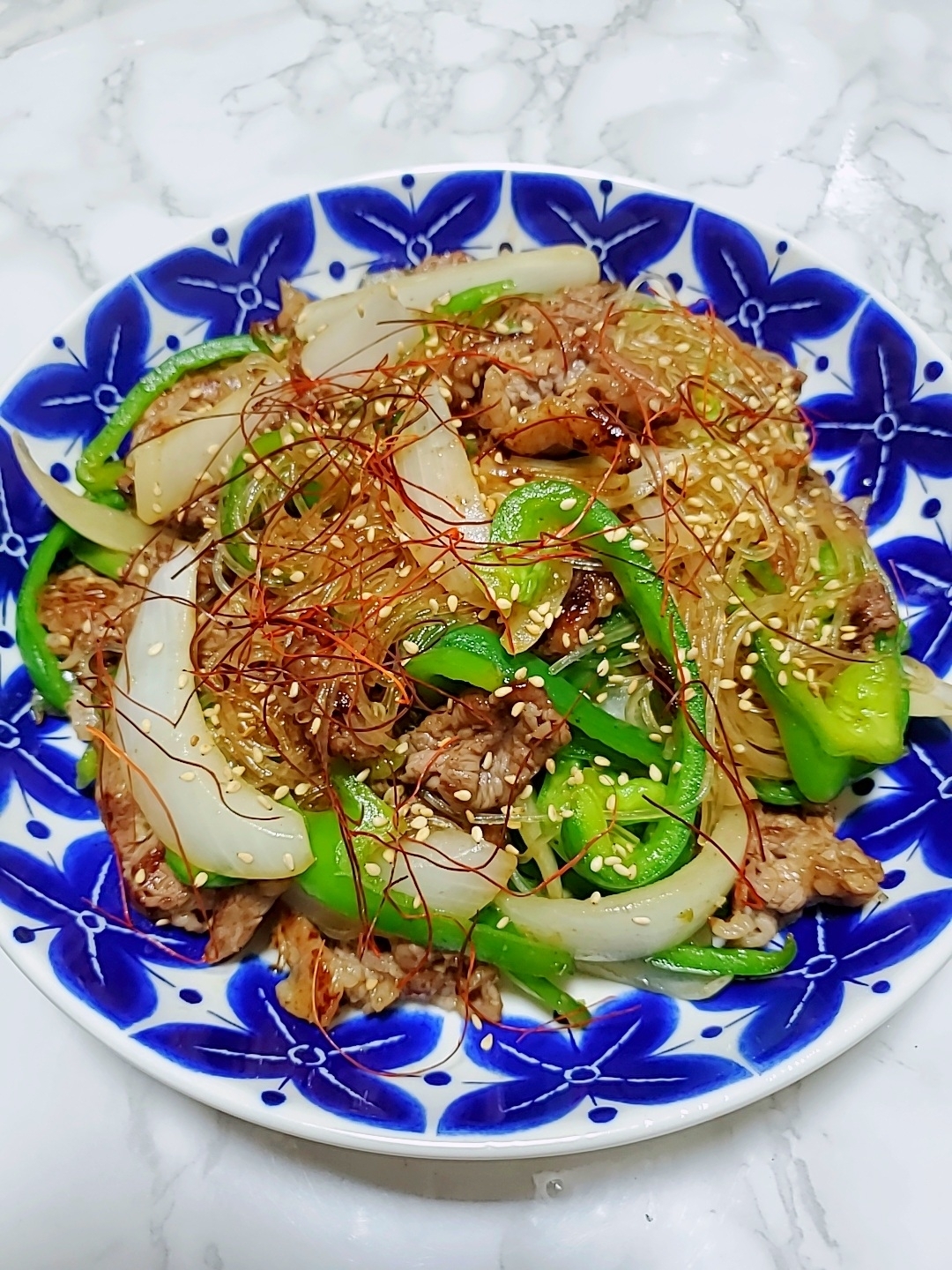 牛肉とピーマンのオイスター春雨