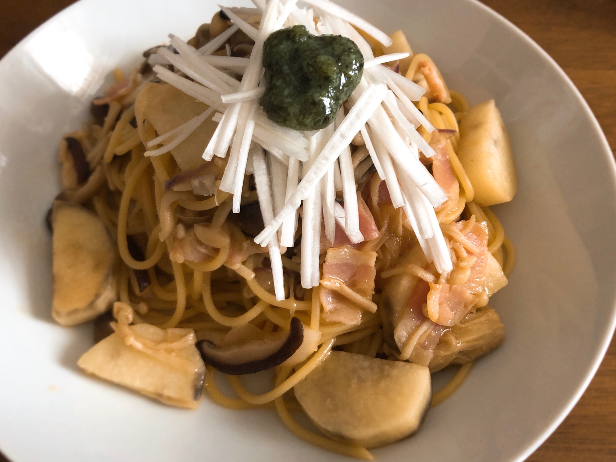 ☆管理栄養士☆きのこと長芋のバター醤油パスタ