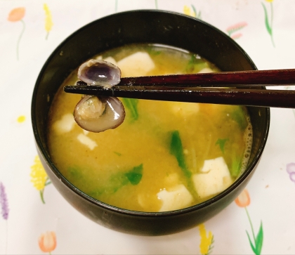 あさりより小さいしじみで作りました✧˖°貝のお味噌汁美味しいですねෆˎˊ˗素敵なレシピありがとうございます♪(⑅ᴗ͈͈ ᴗ͈)⁾⁾⁾ᵖᵉᵏᵒ♡