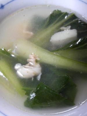 チンゲン菜とホタテのスープ
