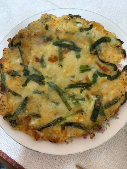 もっちもち♡ニラとカニカマの豆腐チヂミ
