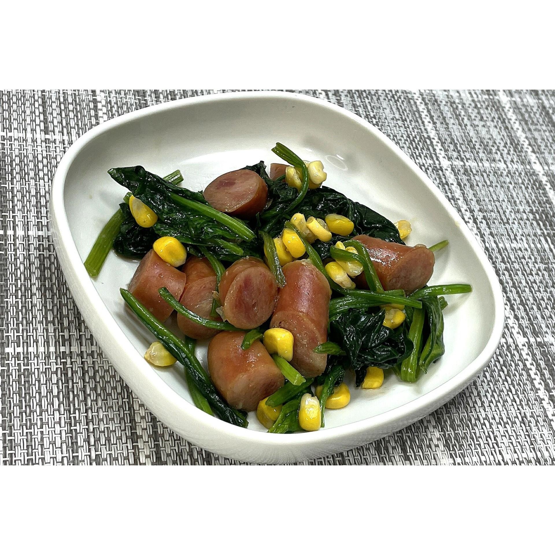 ウインナーとほうれん草のガリバタ醤油★動画あり★