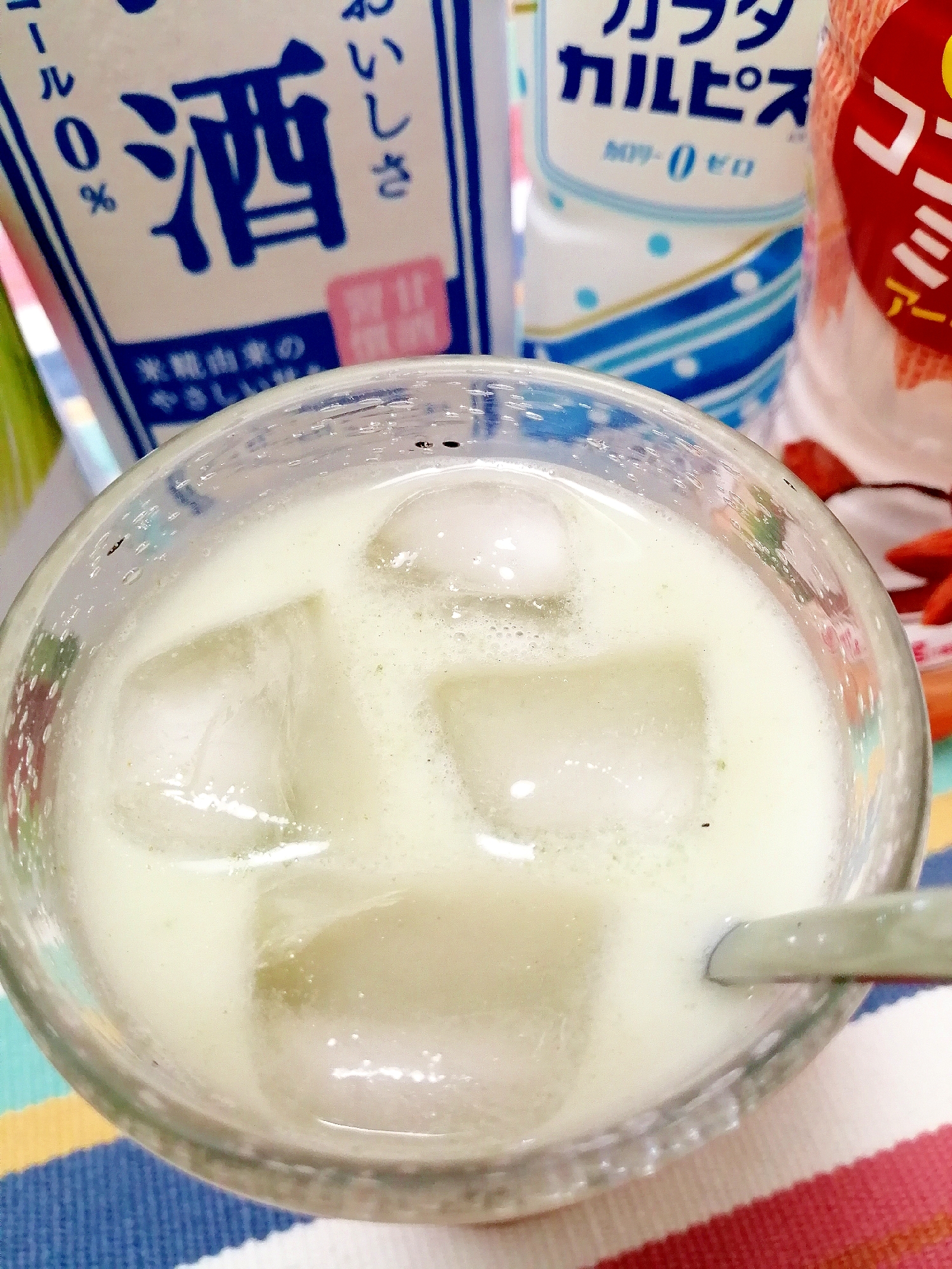アイス☆グリーンココナッツ甘酒カルピスミルク♪