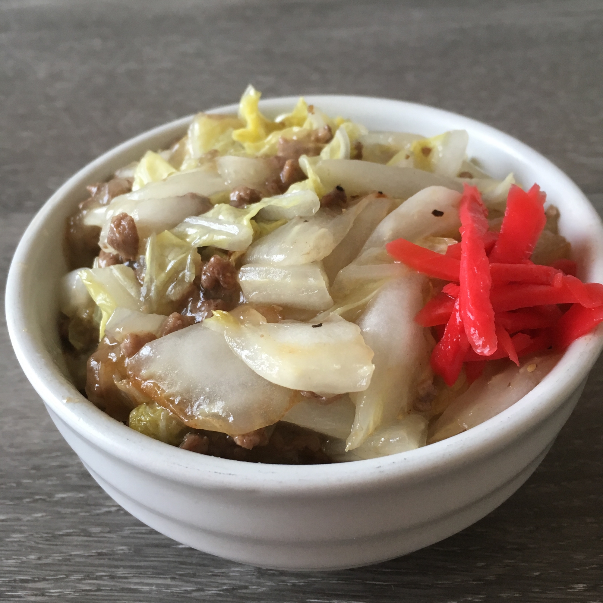 白菜とひき肉のとろみ丼♪