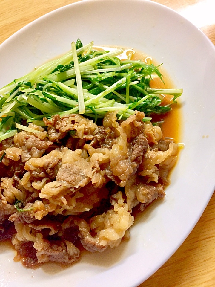 牛肉と水菜のすき焼き味