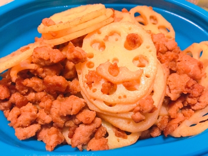 レンコンとひき肉のカレー炒め