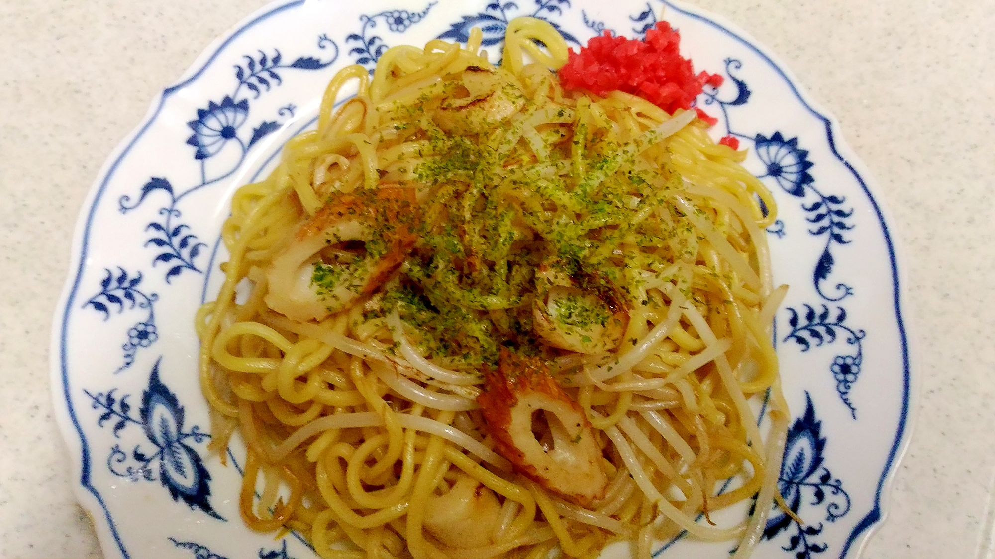 竹輪ともやしの醤油焼きそば