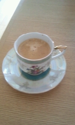 エスプレッソでアーモンドコーヒー作りましたよ(*^O^*)
とても美味しいです！