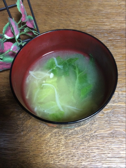 エノキと小松菜の簡単味噌汁
