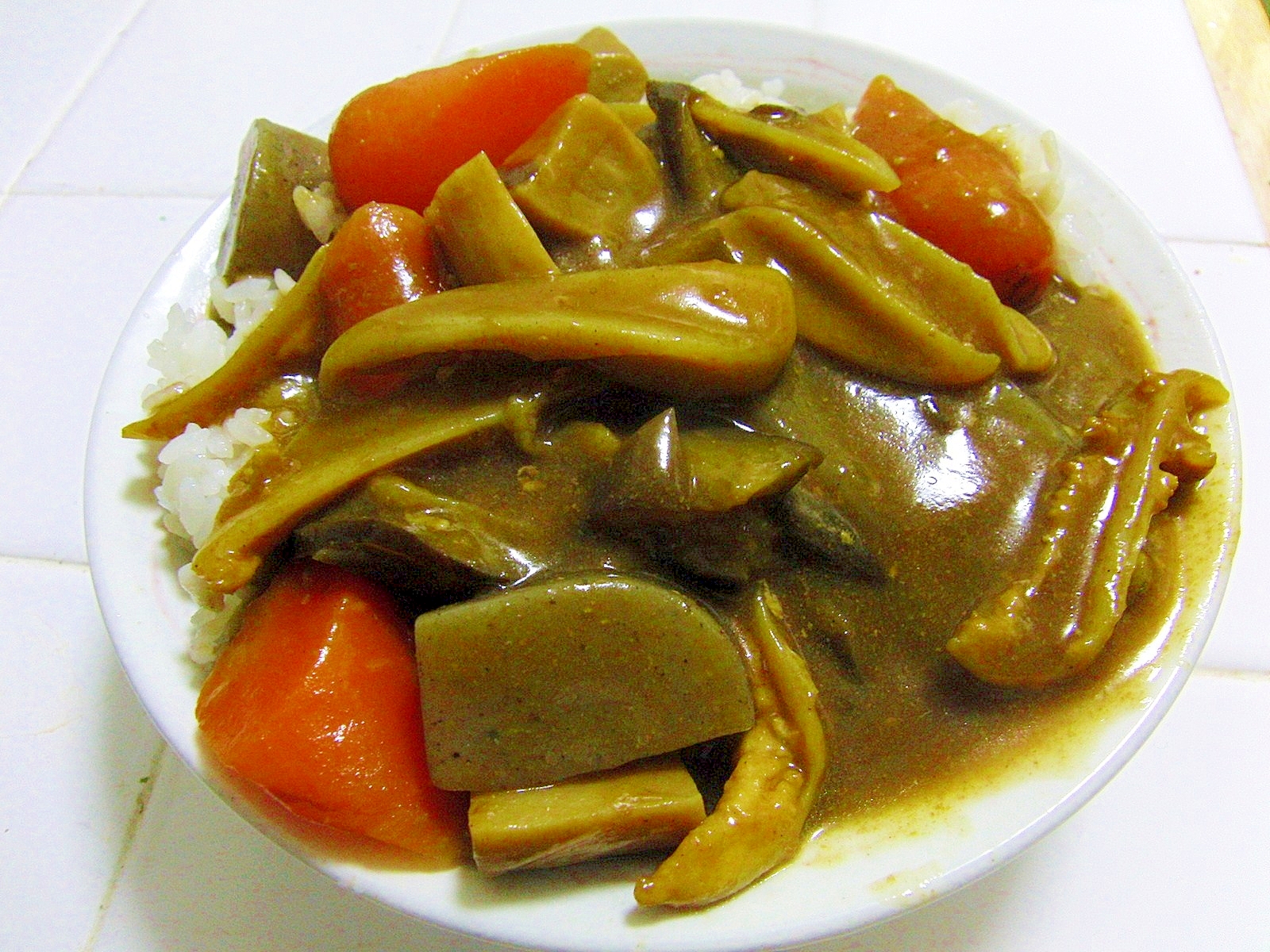 鶏胸肉と根菜の煮物の煮汁を和風カレーにremake