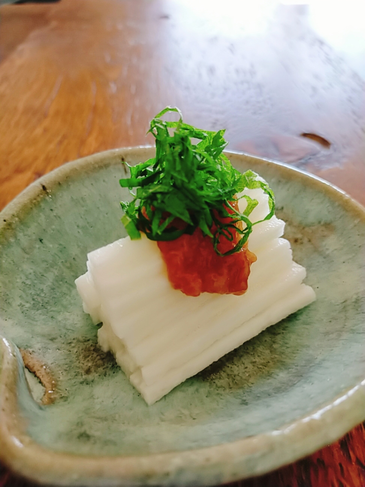 切る・叩く・乗せる♪長芋と大葉の梅肉和え♪