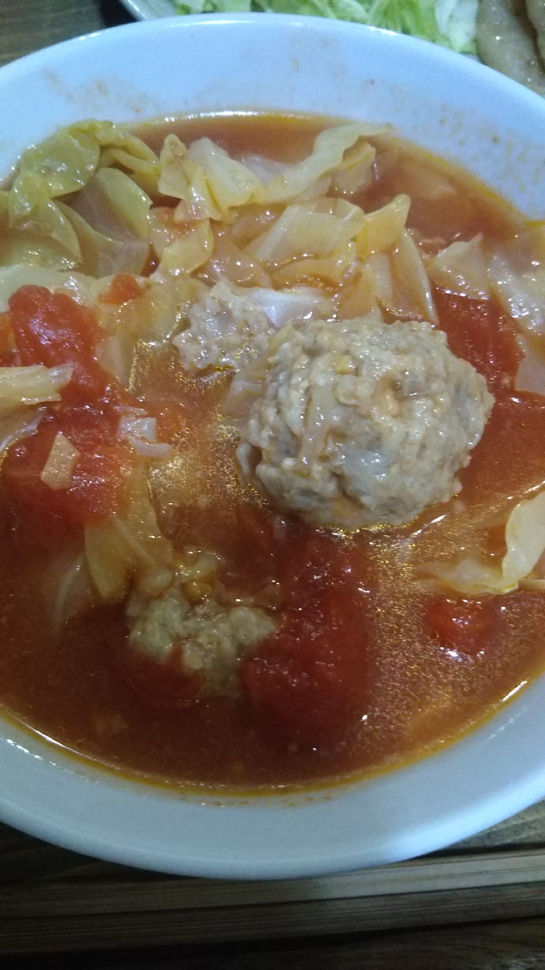 ミートボールとキャベツのトマトスープ煮( ´∀｀)