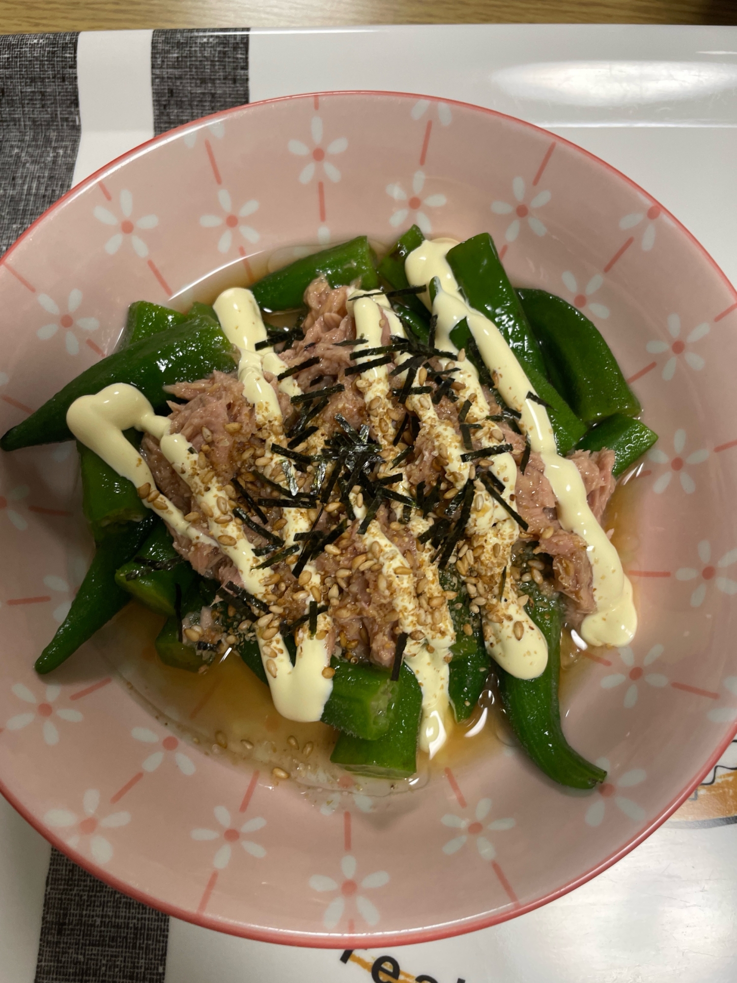 【レンジで副菜】オクラとマヨツナ✨