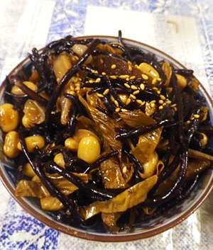 ヒジキ椎茸大豆湯葉の梅煮