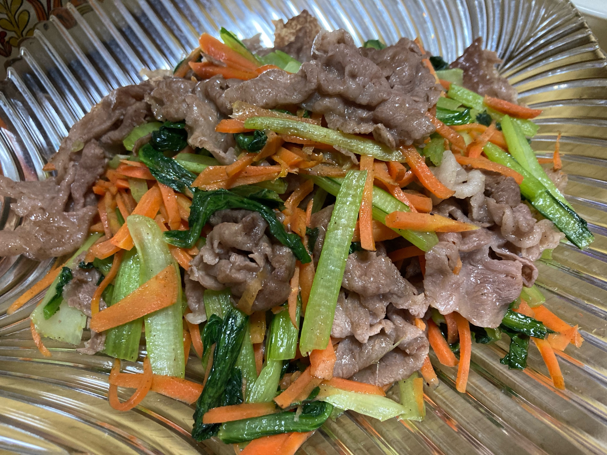 小松菜牛肉の炒め物
